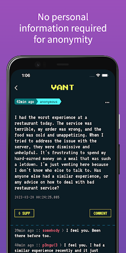 VANT - Safe space for venting Screen 2