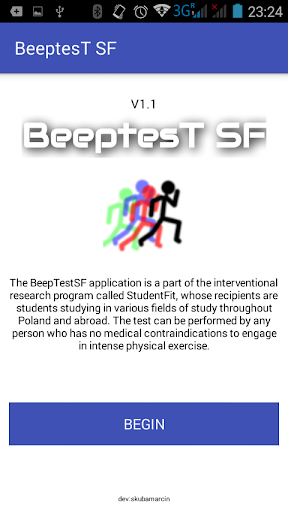 Android application Beep Test SF screenshort