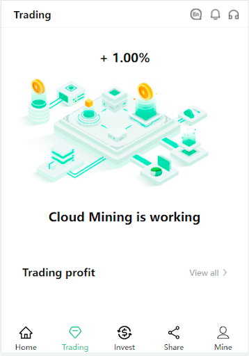 LetaTRX - Bitcoin Cloud Mining Screen 2