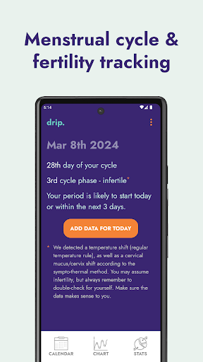Android application drip period &fertility tracker screenshort