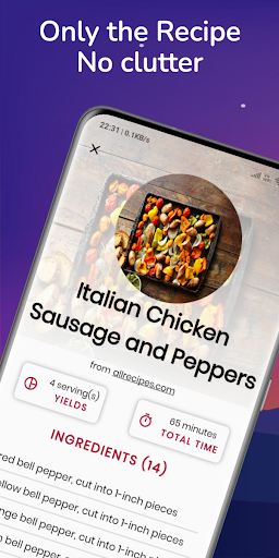 Android application Only Recipe - Remove clutter screenshort