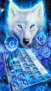 Blue Fire Wolf Keyboard Theme