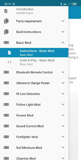 Android application SMARS App - DIY Robot Arduino screenshort