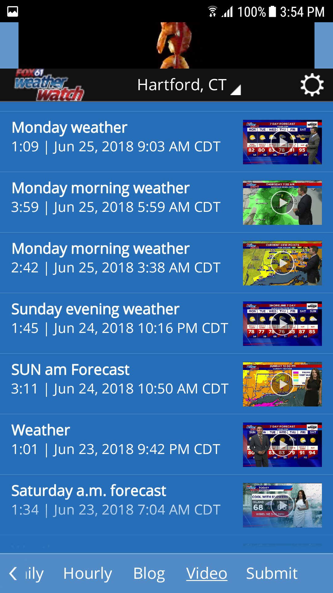 Android application Fox61 Weather Watch screenshort