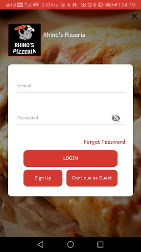 Android application Rhino's Pizzeria screenshort