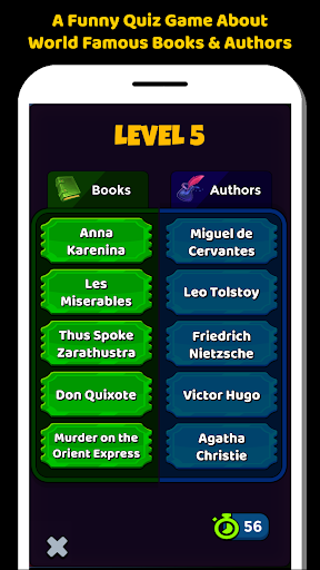 Android application Books And Authors Quiz Game screenshort