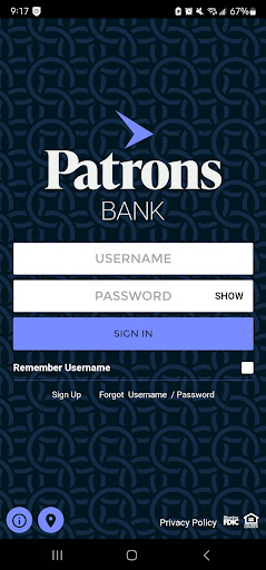 Android application Patrons Bank screenshort