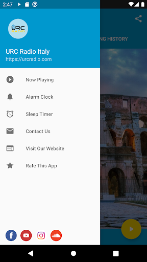 Android application URC Radio Italy screenshort