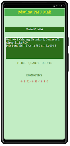 Résultat PMU Mali Screen 2