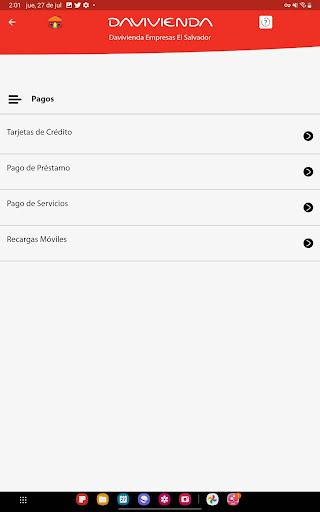 Android application Pyme Davivienda screenshort