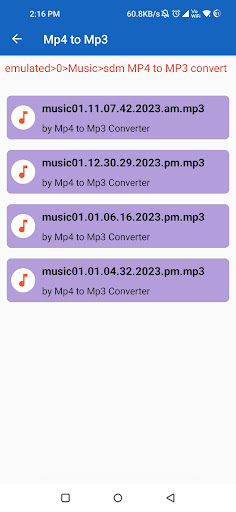 Android application Mp4 2 Mp3 converter screenshort