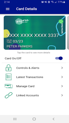 Expree Card Control Screen 3