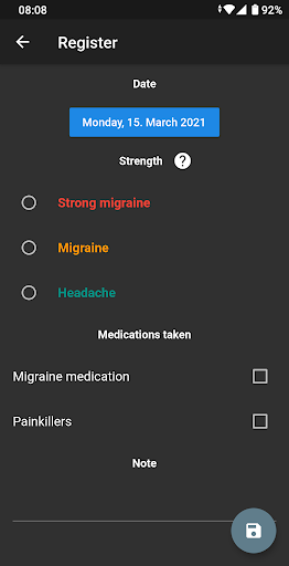 Migraine Log Screen 3