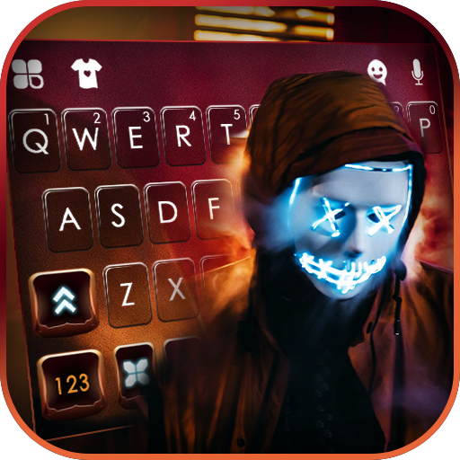 Neon Blue Maskman Keyboard Bac