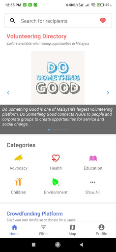 Android application Triber - Volunteering Director screenshort