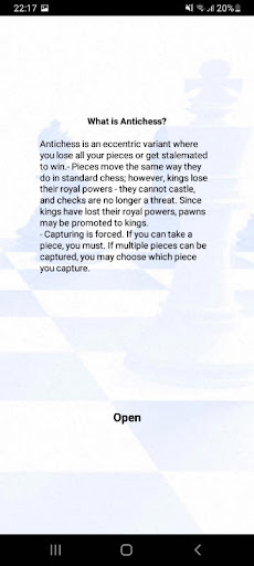 Antichess Openings Explorer Screen 2