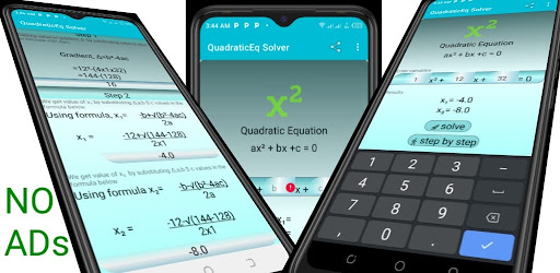 Android application Quadratic Equation Solver screenshort