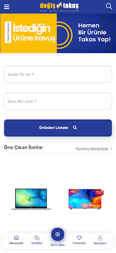 Android application Değiş Tokuş screenshort