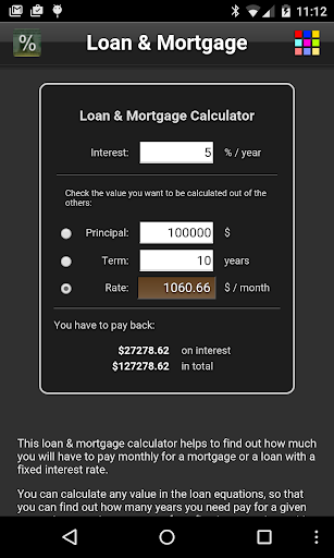 Android application Loan & Mortgage Lite screenshort