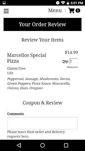 Marcellos Pizza Screen 2