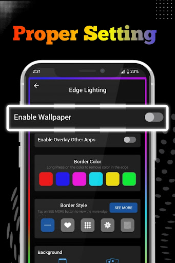 Edge Lighting, Wallpaper Color Screen 3