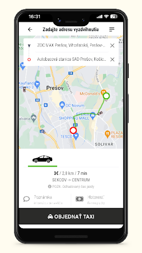 2,5EUR Easy Taxi Prešov Screen 2