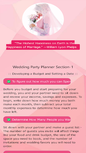 Wedding Party Planner Guide Screen 2