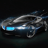 Black technology sports car icon