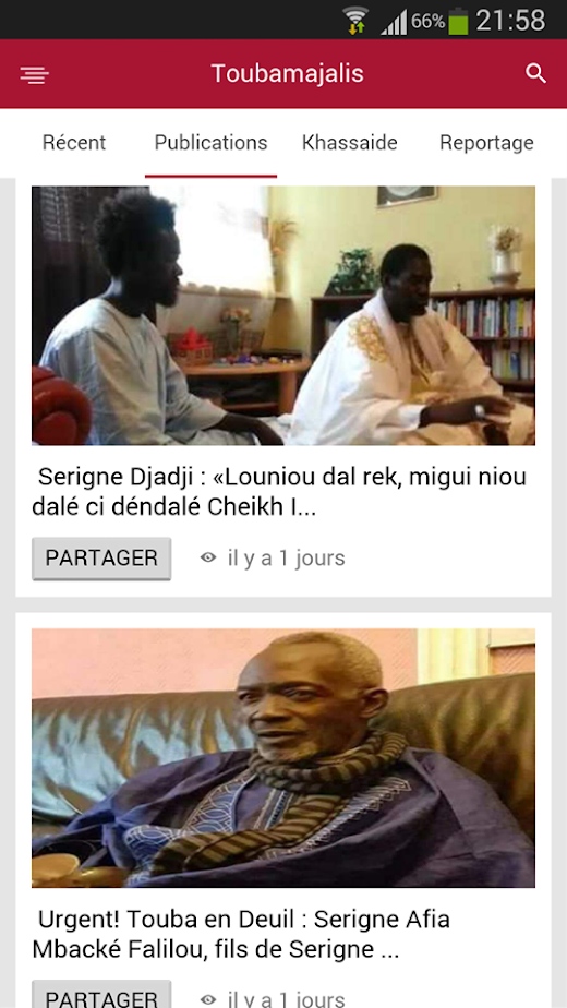 Android application Toubamajalis screenshot