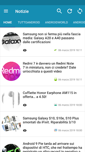 Android application Notizie su Android screenshort