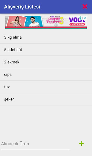 Android application Alışveriş Listem screenshort
