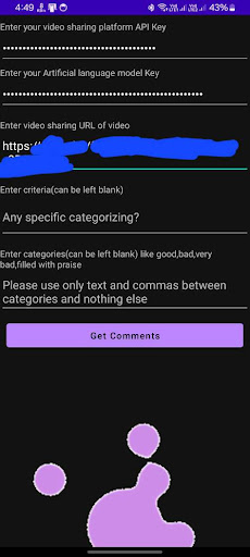 Video Comments filter app Screen 3