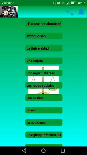 Android application Aboga. iniciar la profesión screenshort