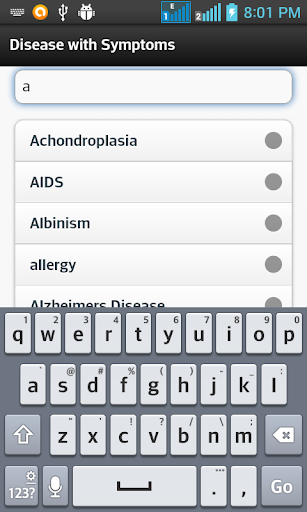 Disease with symptom Screen 2