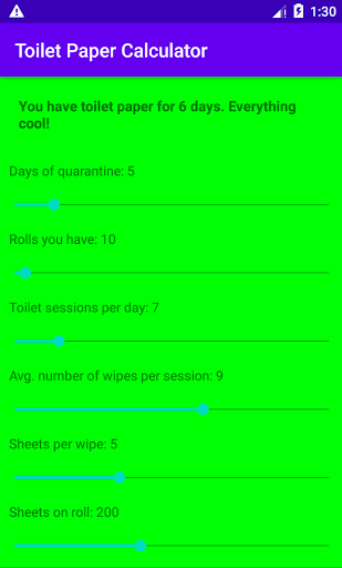 Android application Toilet Paper Calculator screenshort