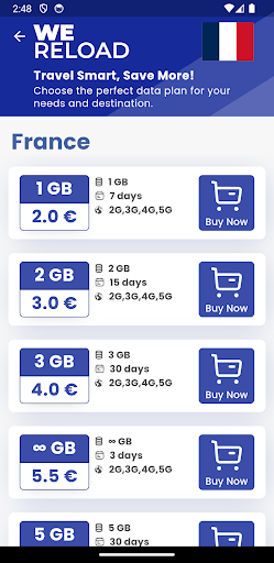 WeReload eSim Mobile Data Plan Screen 2