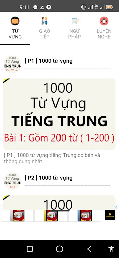 Android application Học tiếng trung luyện nghe nói screenshort