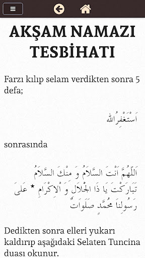 Screenshot of Namaz Tesbihatı Arapça Türkçe