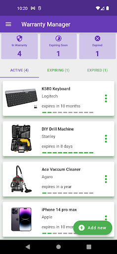 Warranty Manager Cloud Screen 2