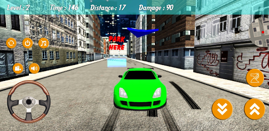綠色汽車駕駛漂移賽車停車模擬器遊戲