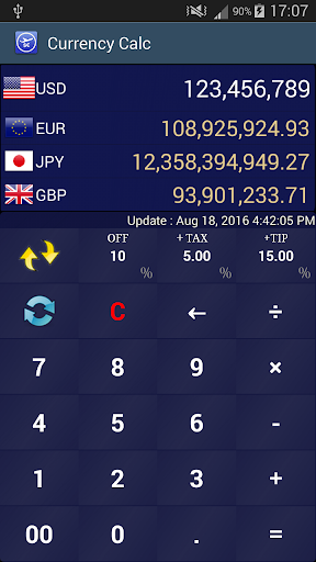 Android application Currency Calc screenshort