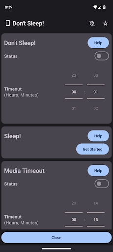 Android application Don't Sleep! screenshort