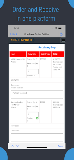 Purchase Order App Screen 3
