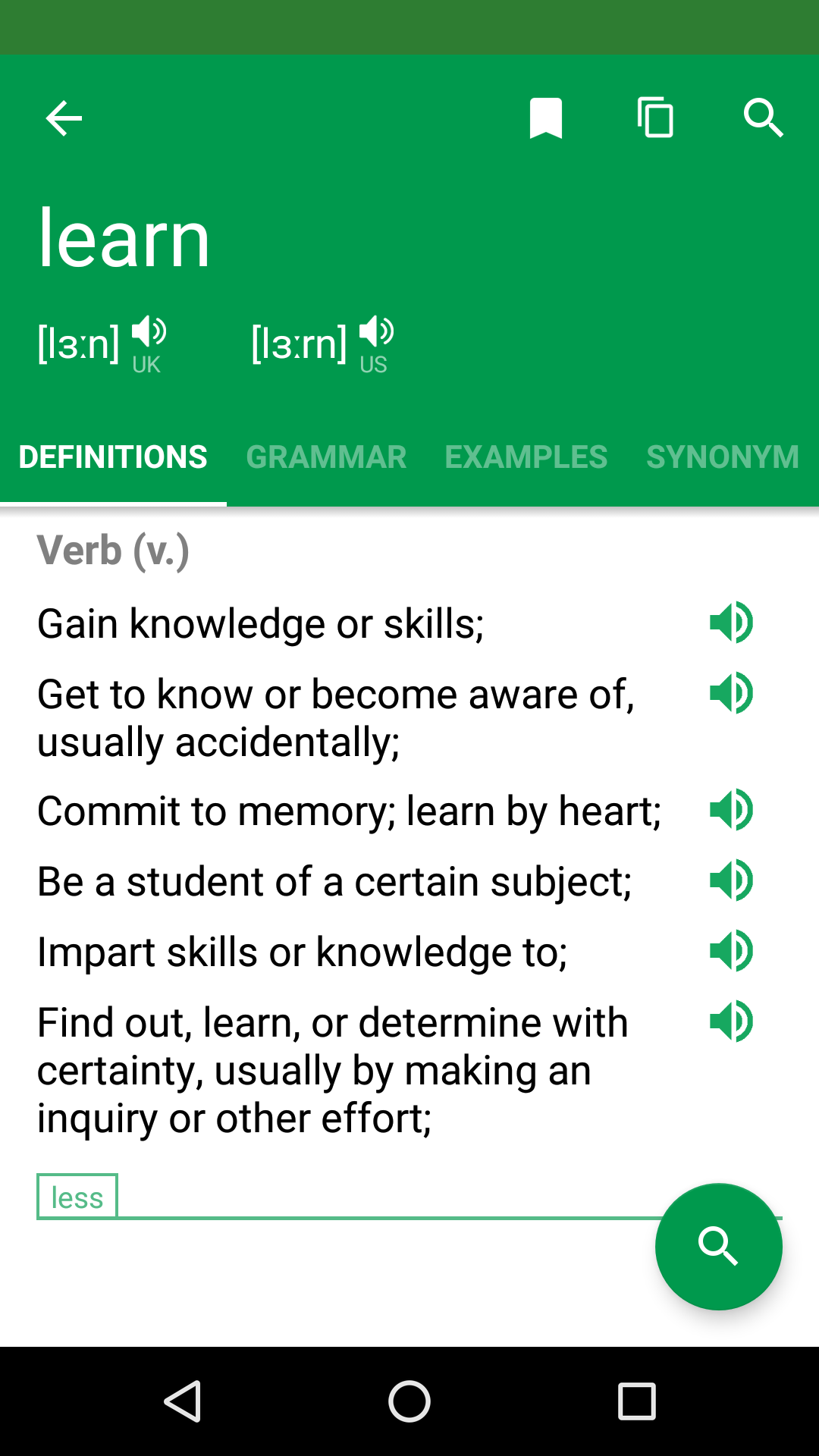 Android application Dictionary : Word Definitions & Examples - Erudite screenshort