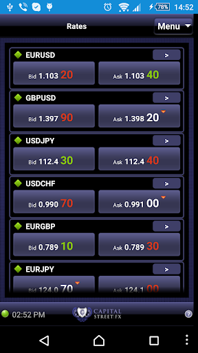 Capital Street Mobile Trader Screen 2