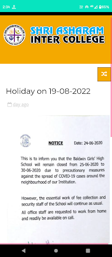 Sai College Notice App Screen 2