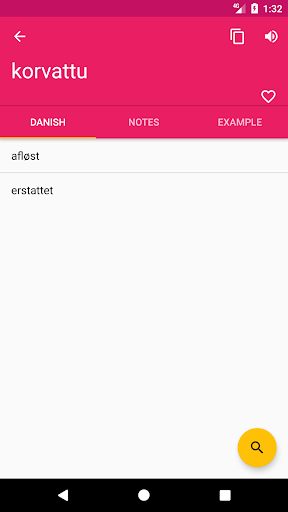 Danish Finnish Dictionary Screen 2