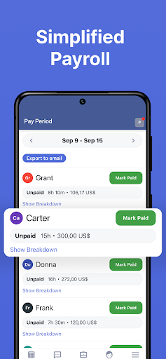 Screenshot of Timesheets - Employee Link