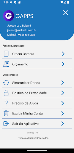 Android application GAPPs Aprovações screenshort
