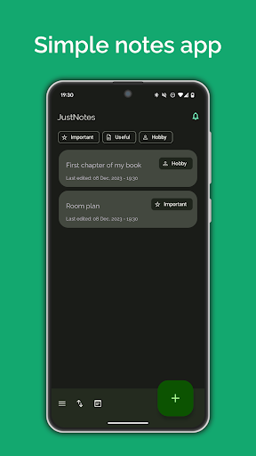 Android application JustNotes screenshort
